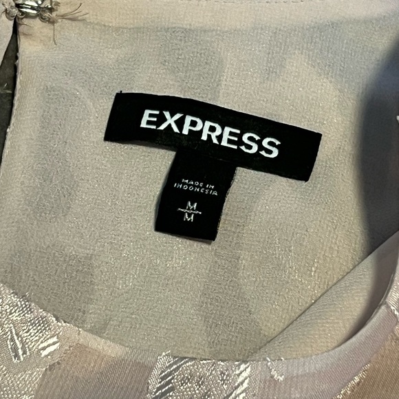 EXPRESS | Shimmery Peplum Pink Top - Picture 5 of 7